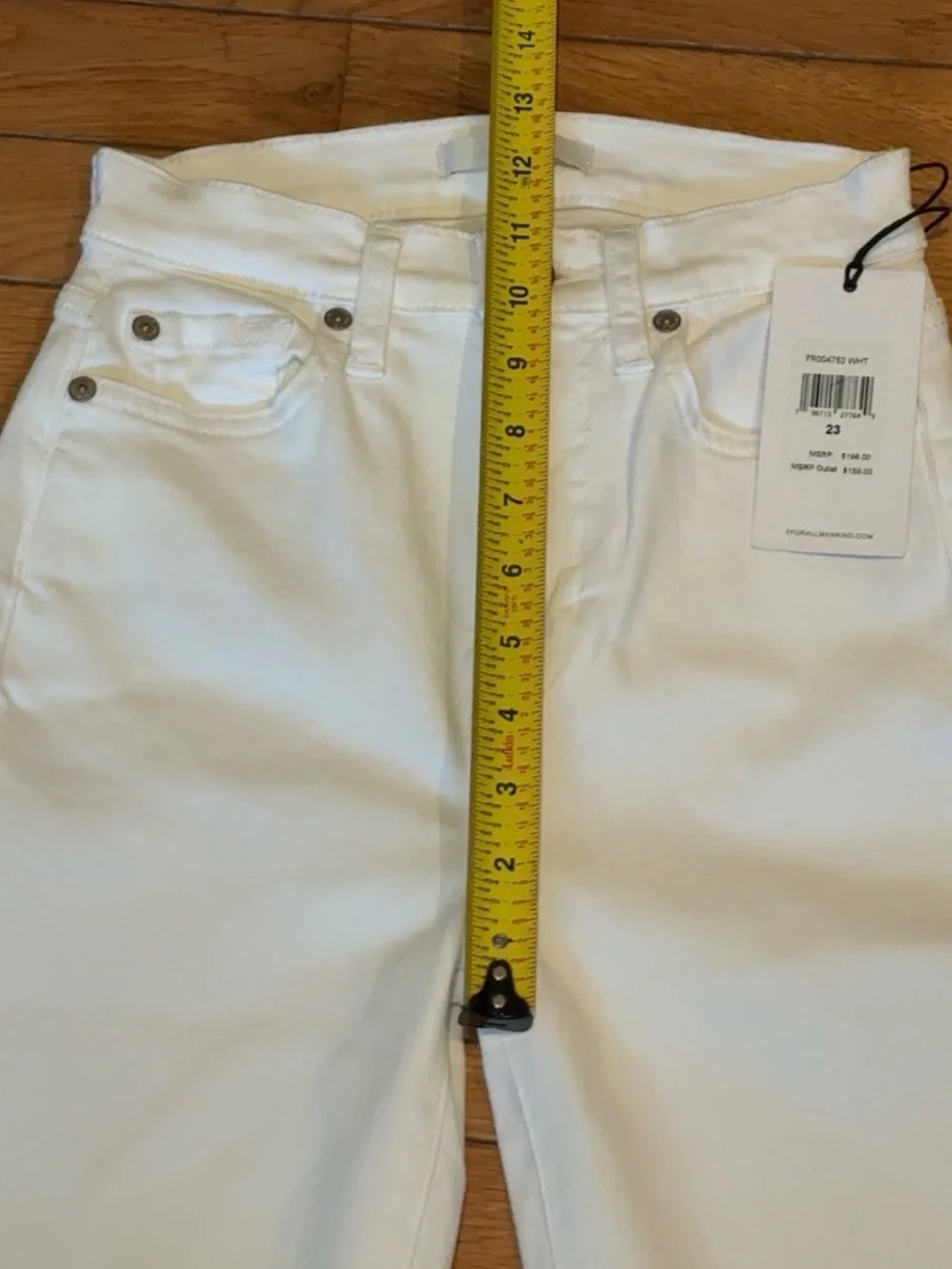 7 For All Mankind White High Waist Ankle Gwenevere, Size 23, NWT - Picture 7 of 10